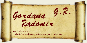 Gordana Radomir vizit kartica